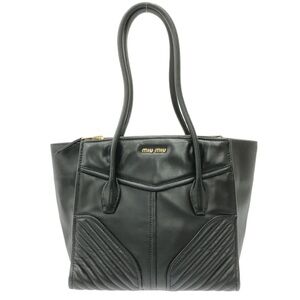 MIU MIU Nappa Biker Handbag Black Leather RARE